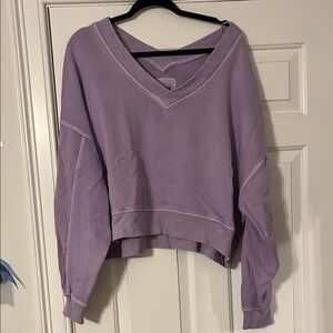 Aerie Purple Oversized Crop Hoodie